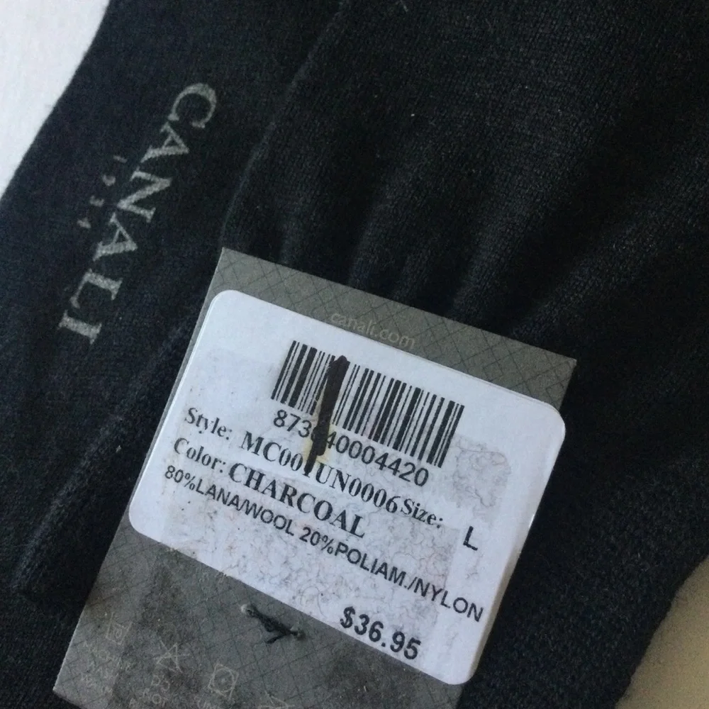 CANALI MENS SOLID LIGHTWEIGHT WOOL BLEND SOCKS CHARCOAL GRAY SIZE LARGE NWT